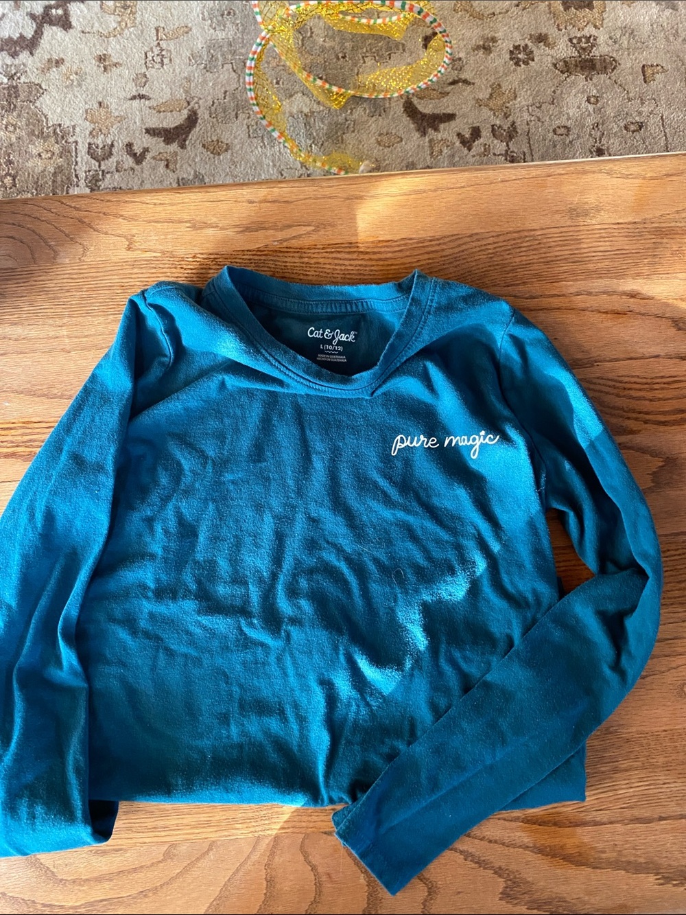 Cat & Jack Teal Long Sleeve Shirt - "pure magic"